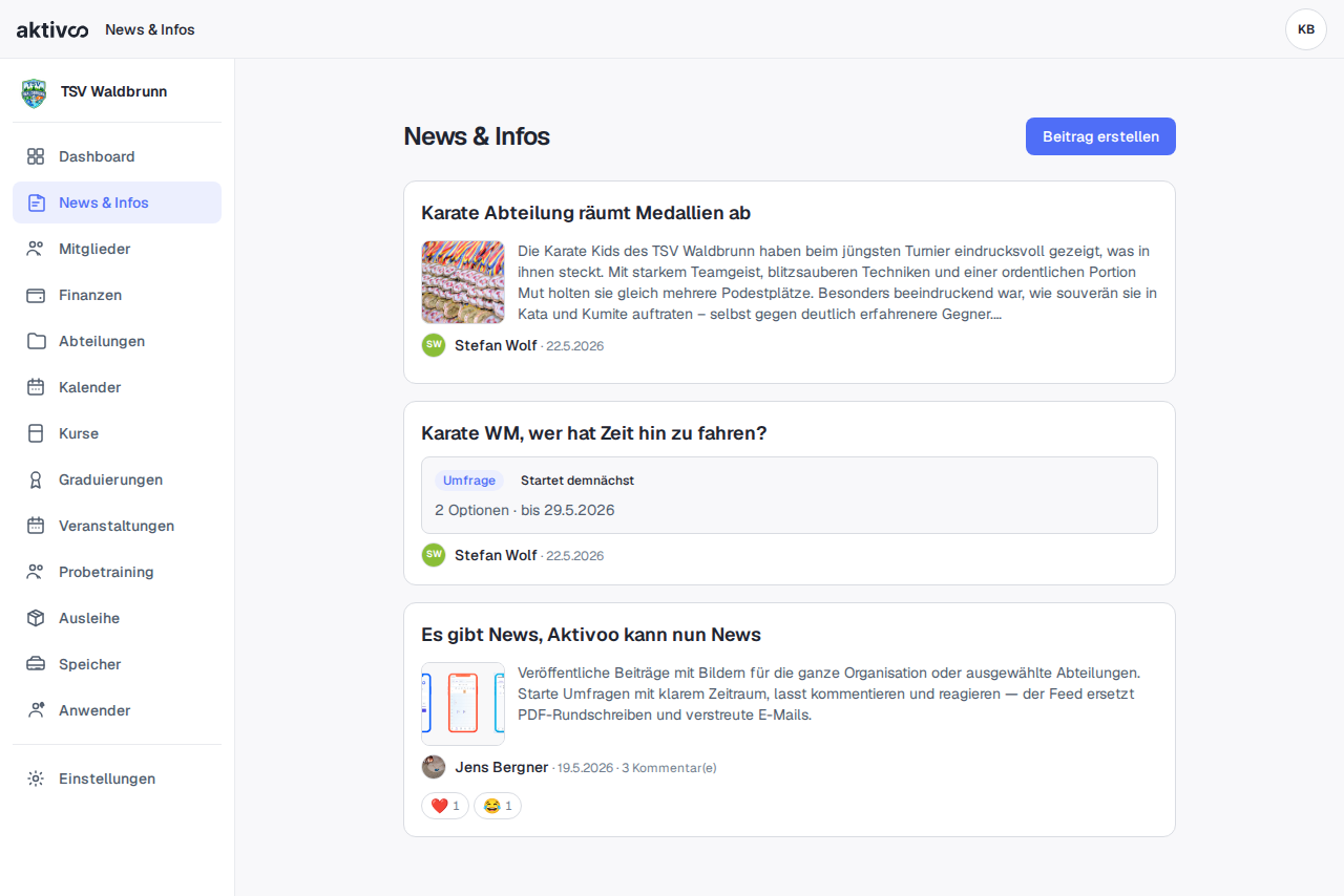 News & Infos — Feed mit Beiträgen in der Webapp
